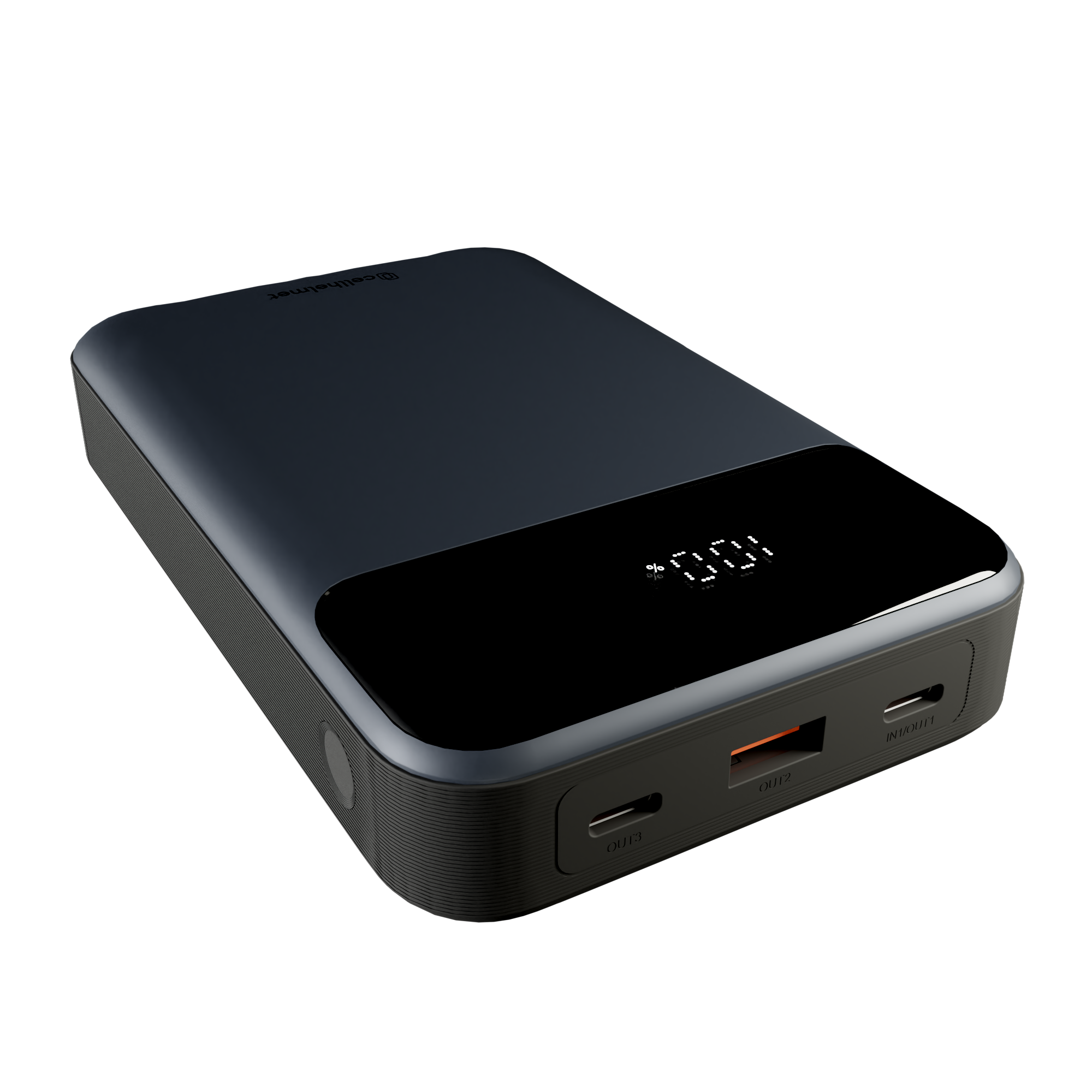 20K mAh Power Bank, 130W, 3 Ports (2 C, 1 A) &amp; Charging Cable