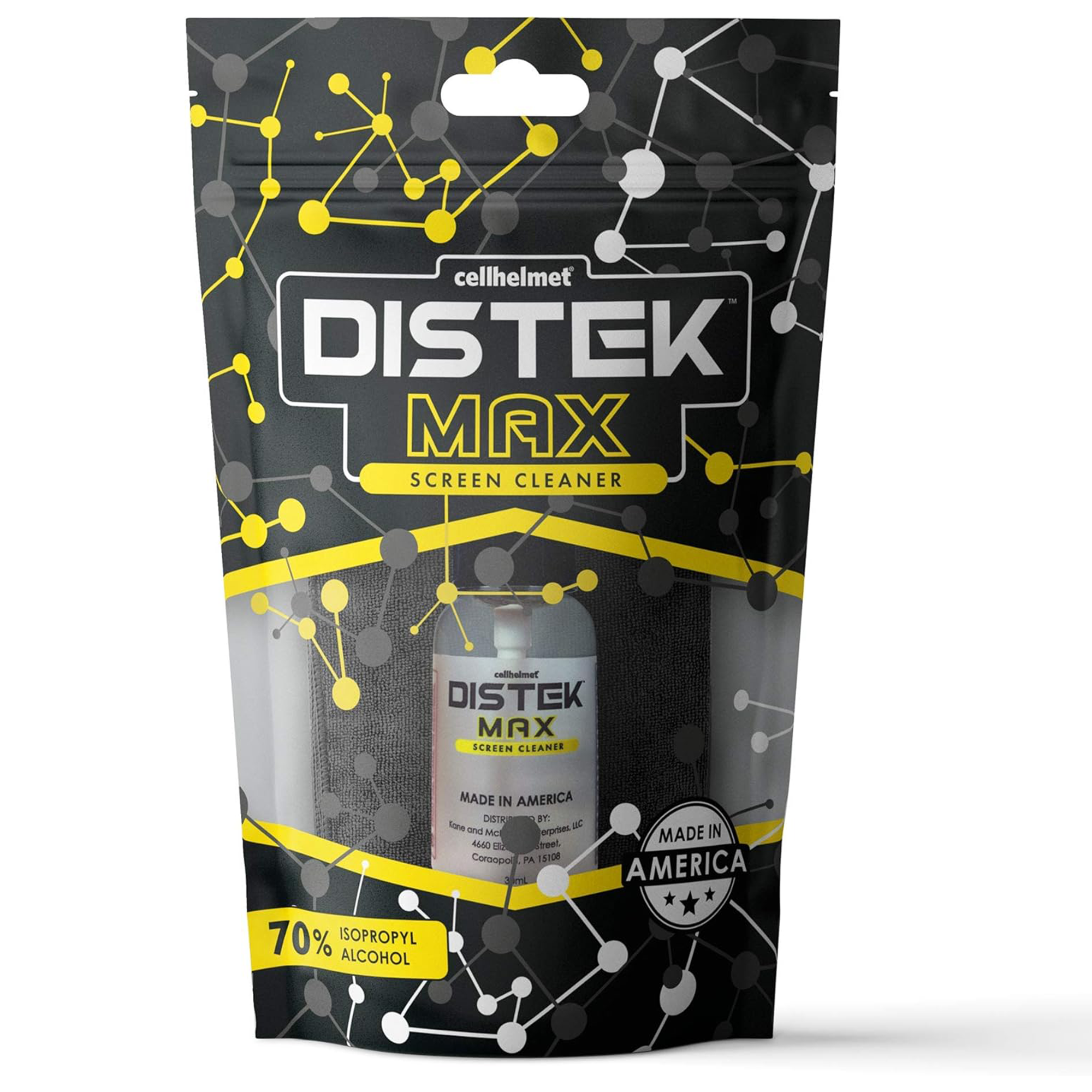 DISTEK MAX Screen and Phone Cleaner -70% Isopropyl - 30ML w/ Cleaning Cloth