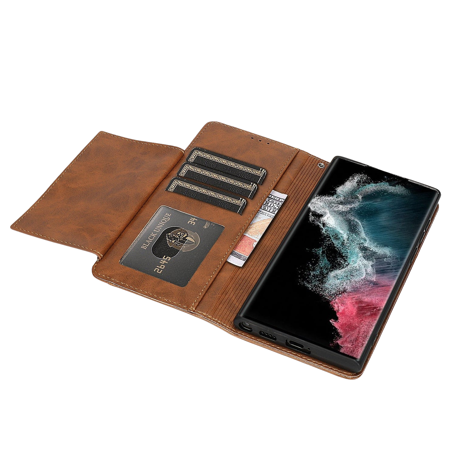 Indy Series Genuine Leather Wallet Case for Samsung Galaxy S23 Ultra