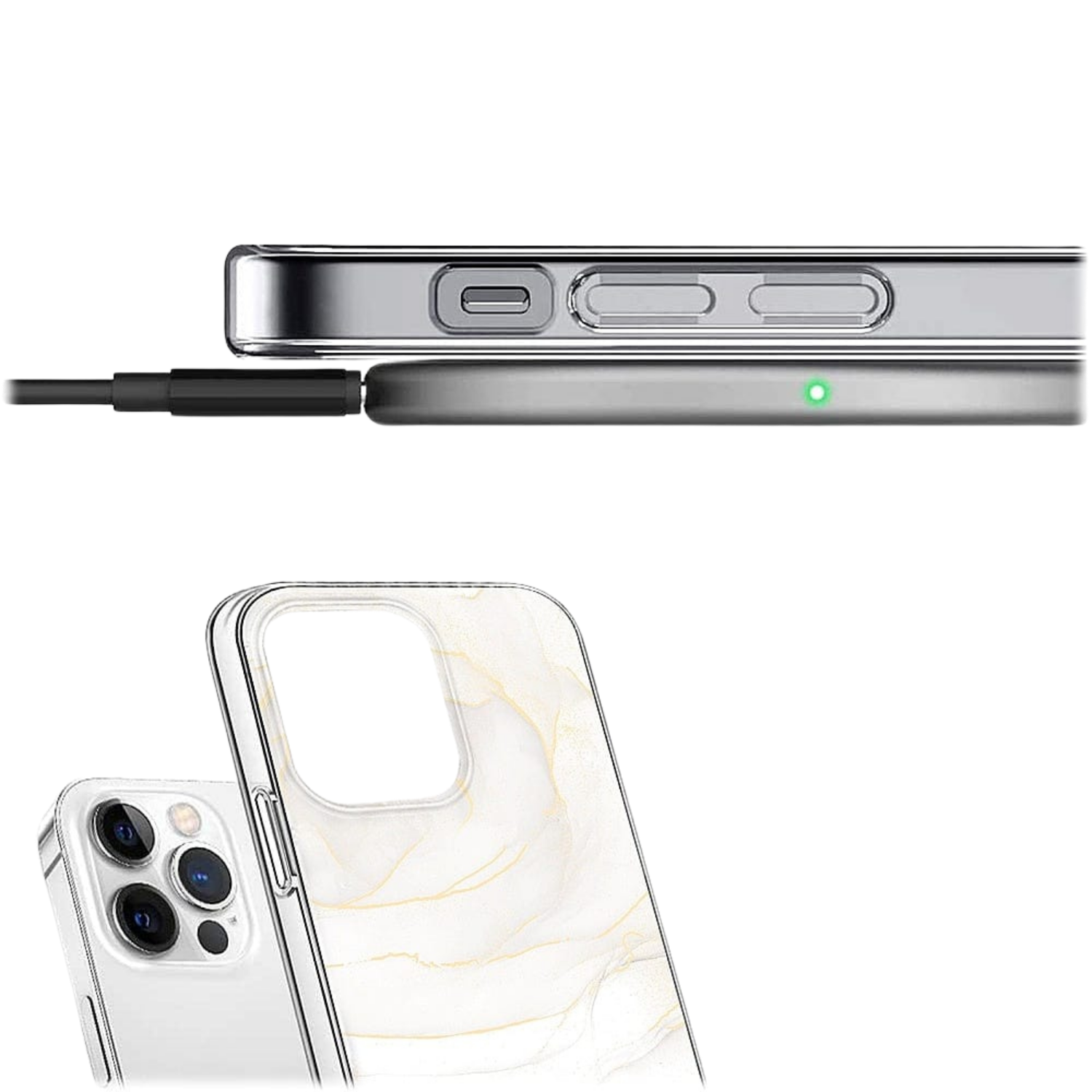 Inspire Series White Marble Case with MagSafe for iPhone 14 Pro