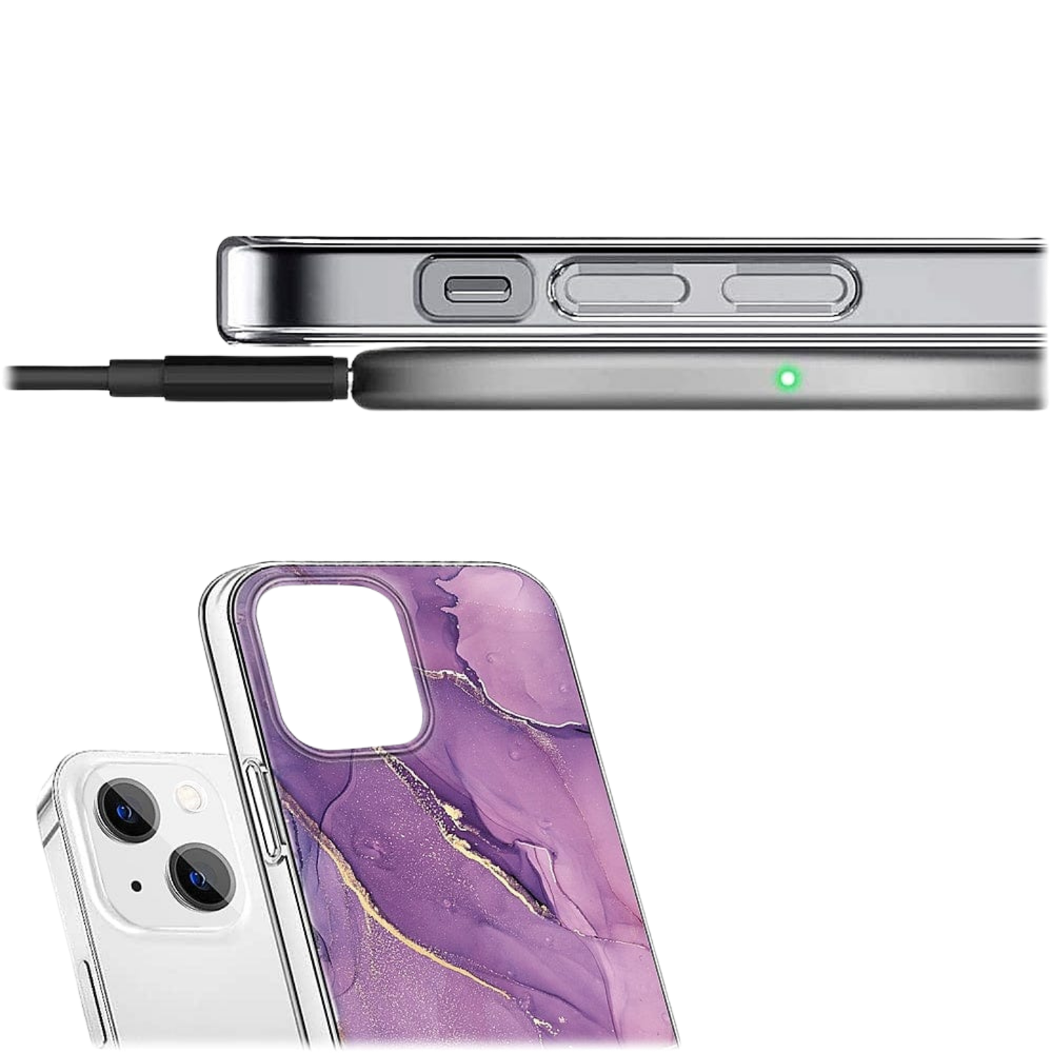 Inspire Series Purple Marble Case with MagSafe for iPhone 14 Plus