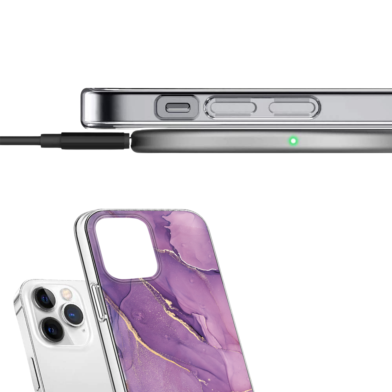 Inspire Series Purple Marble Case with MagSafe for iPhone 15 Pro