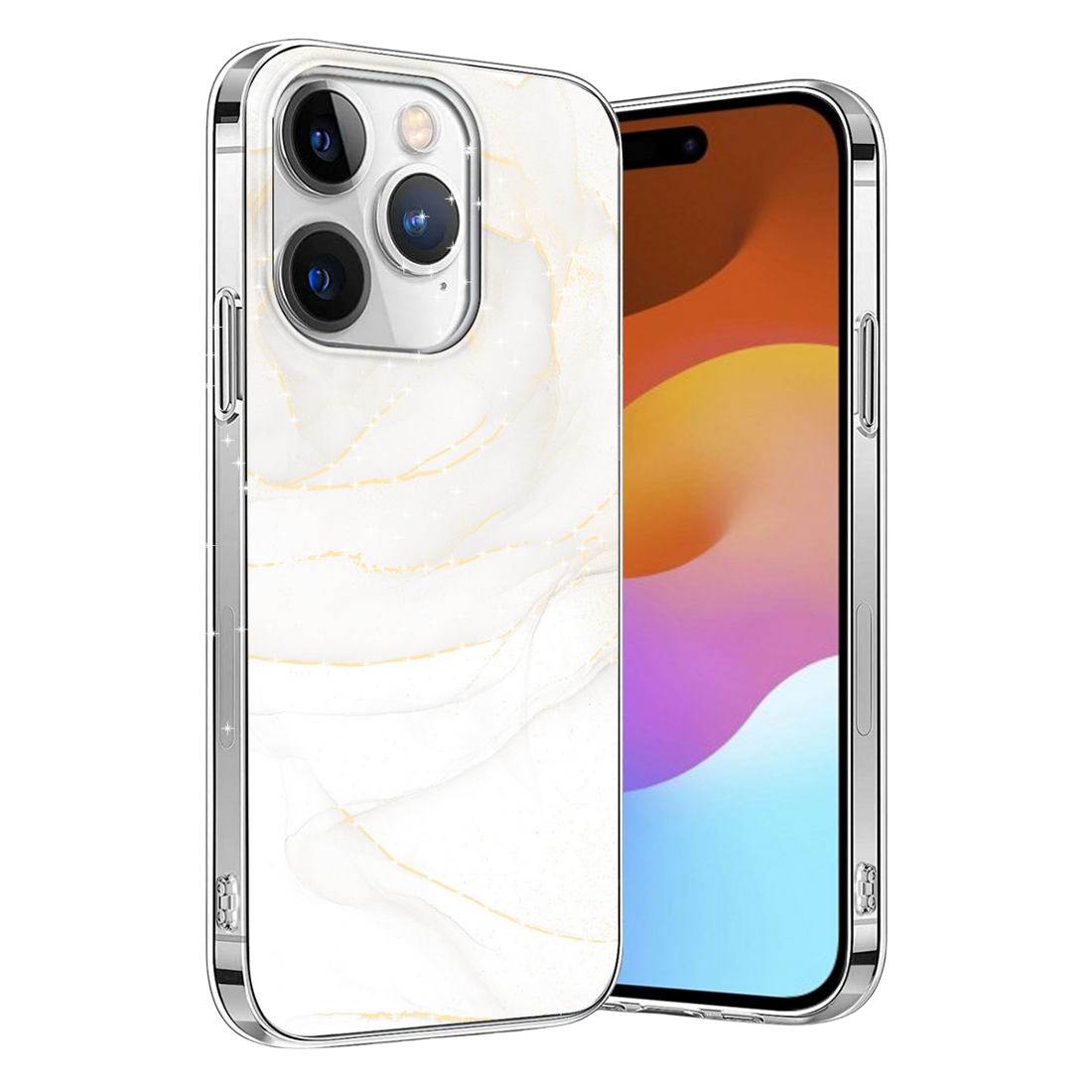 Inspire Series White Marble Case with MagSafe for iPhone 15 Pro