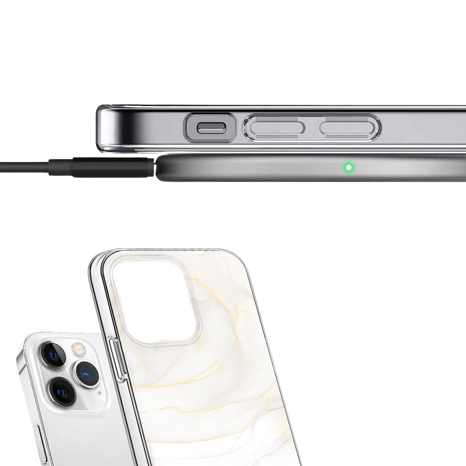 Inspire Series White Marble Case with MagSafe for iPhone 15 Pro