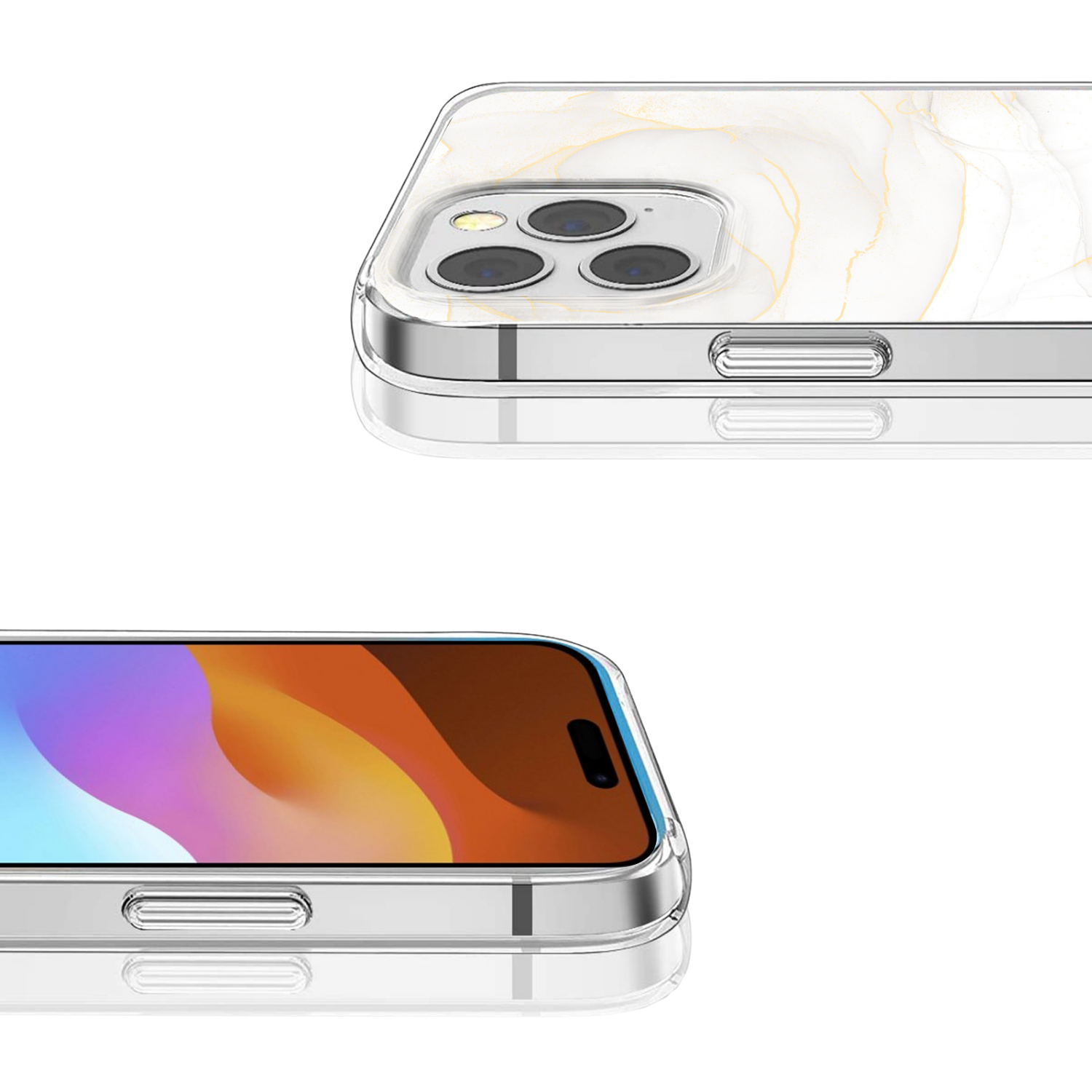 Inspire Series White Marble Case with MagSafe for iPhone 15 Pro