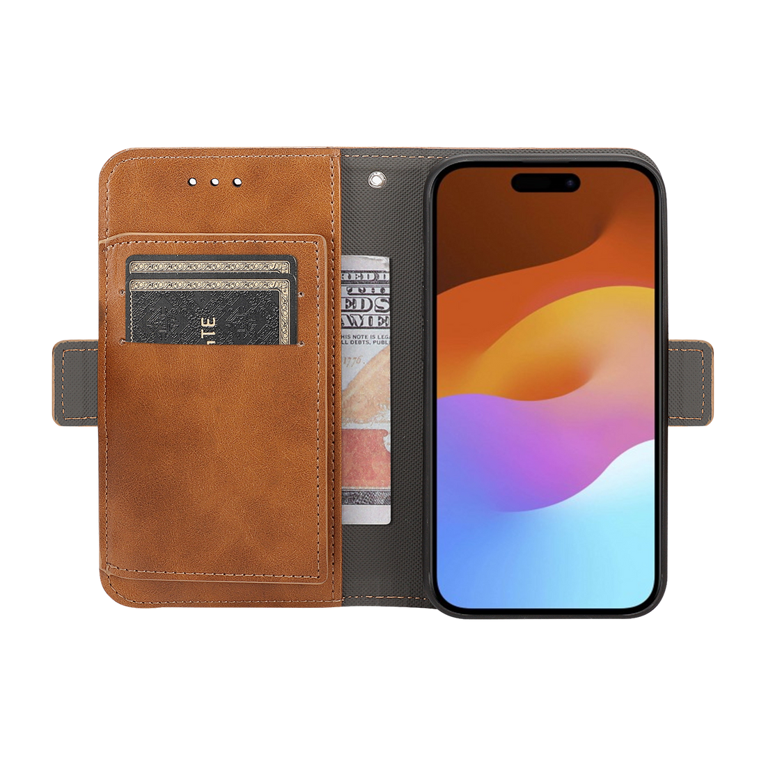Indy Series Genuine Leather Wallet Case with MagSafe for iPhone 15 Pro