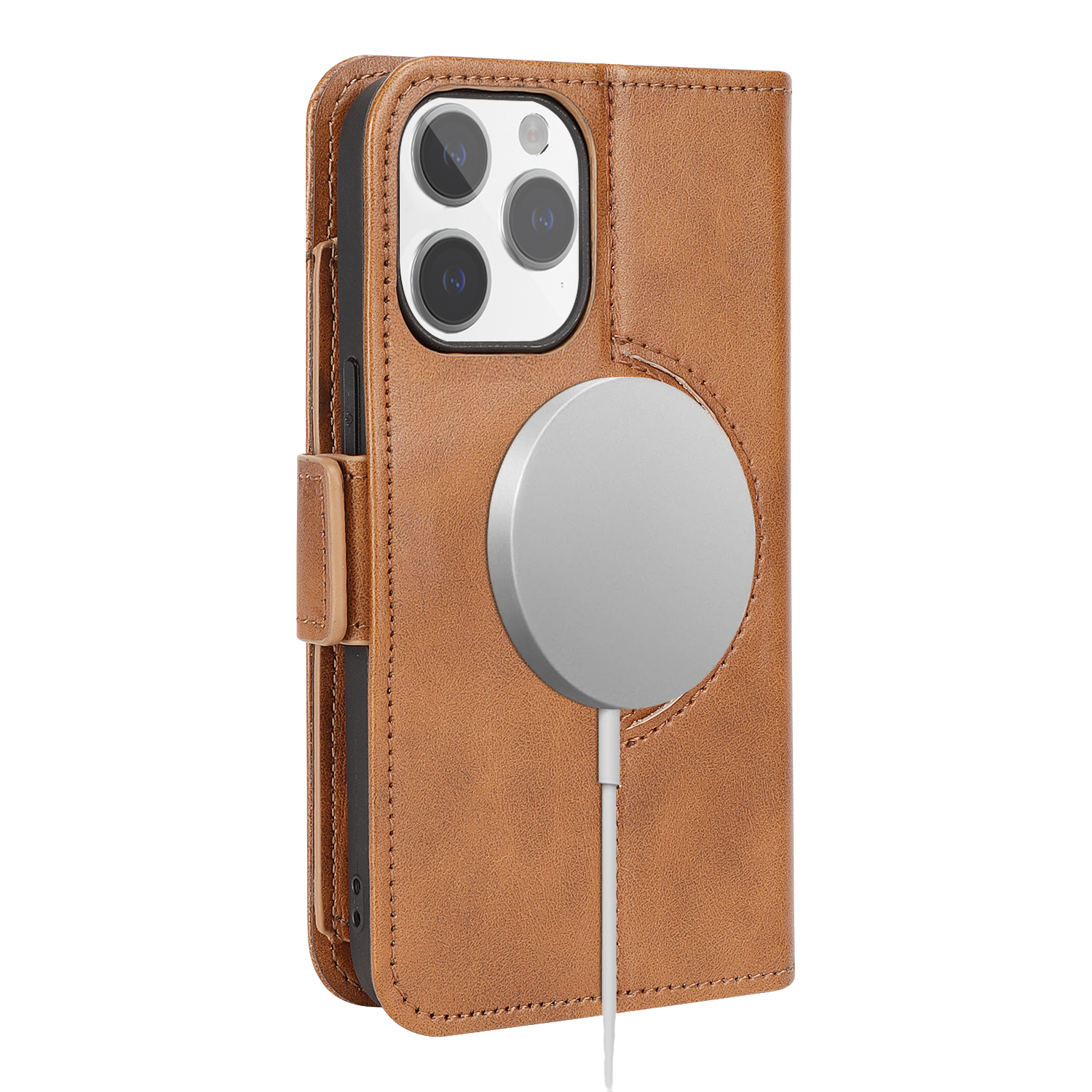 Indy Series Genuine Leather Wallet Case with MagSafe for iPhone 15 Pro