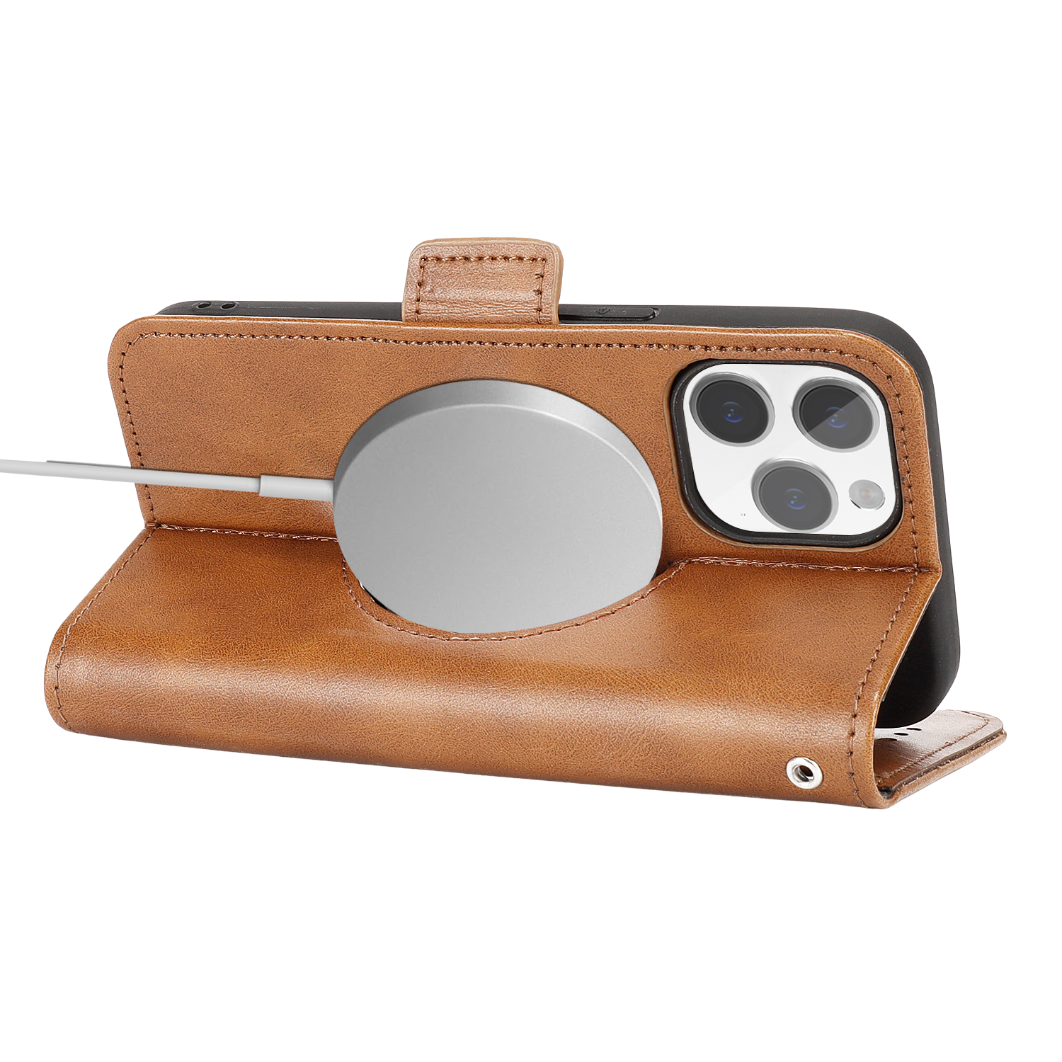 Indy Series Genuine Leather Wallet Case with MagSafe for iPhone 15 Pro