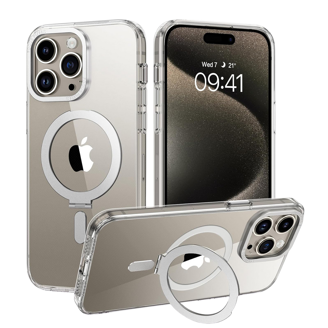 Venture Series Clear Kickstand Case with MagSafe for iPhone 15 Pro