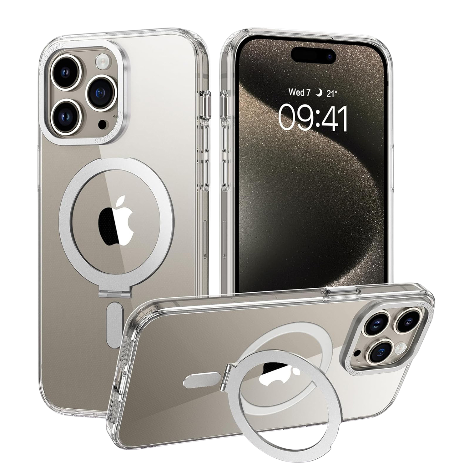 Venture Series Clear Kickstand Case with MagSafe for iPhone 15 Pro