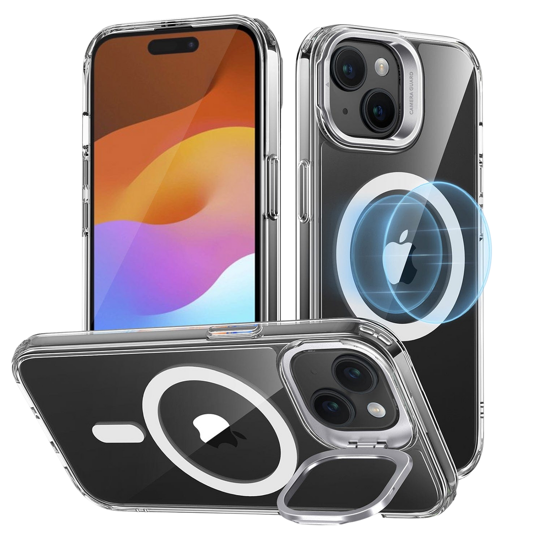 Venture Series Clear Kickstand Case with MagSafe for iPhone 15 Plus