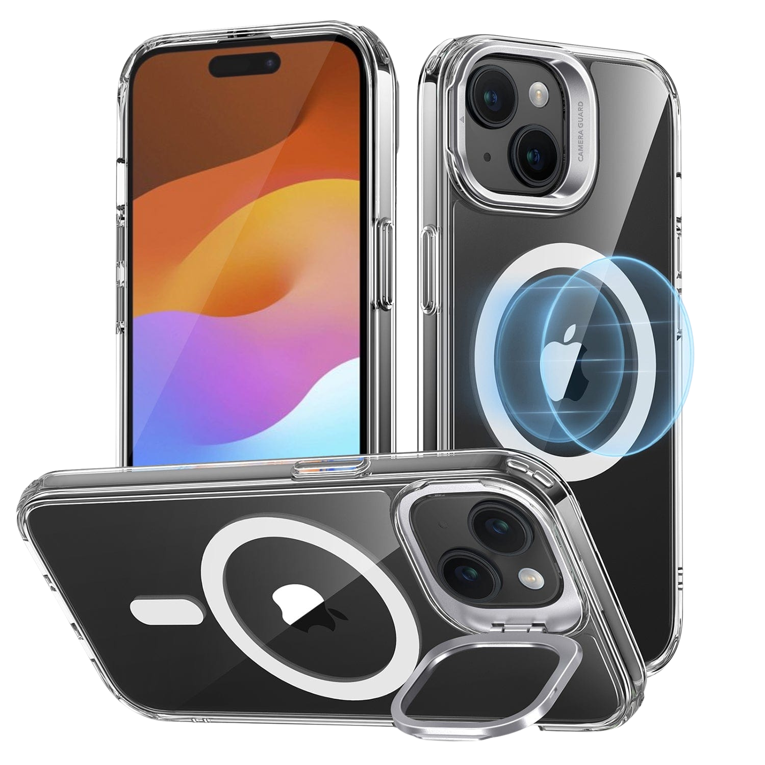 Venture Series Clear Kickstand Case with MagSafe for iPhone 15 Plus