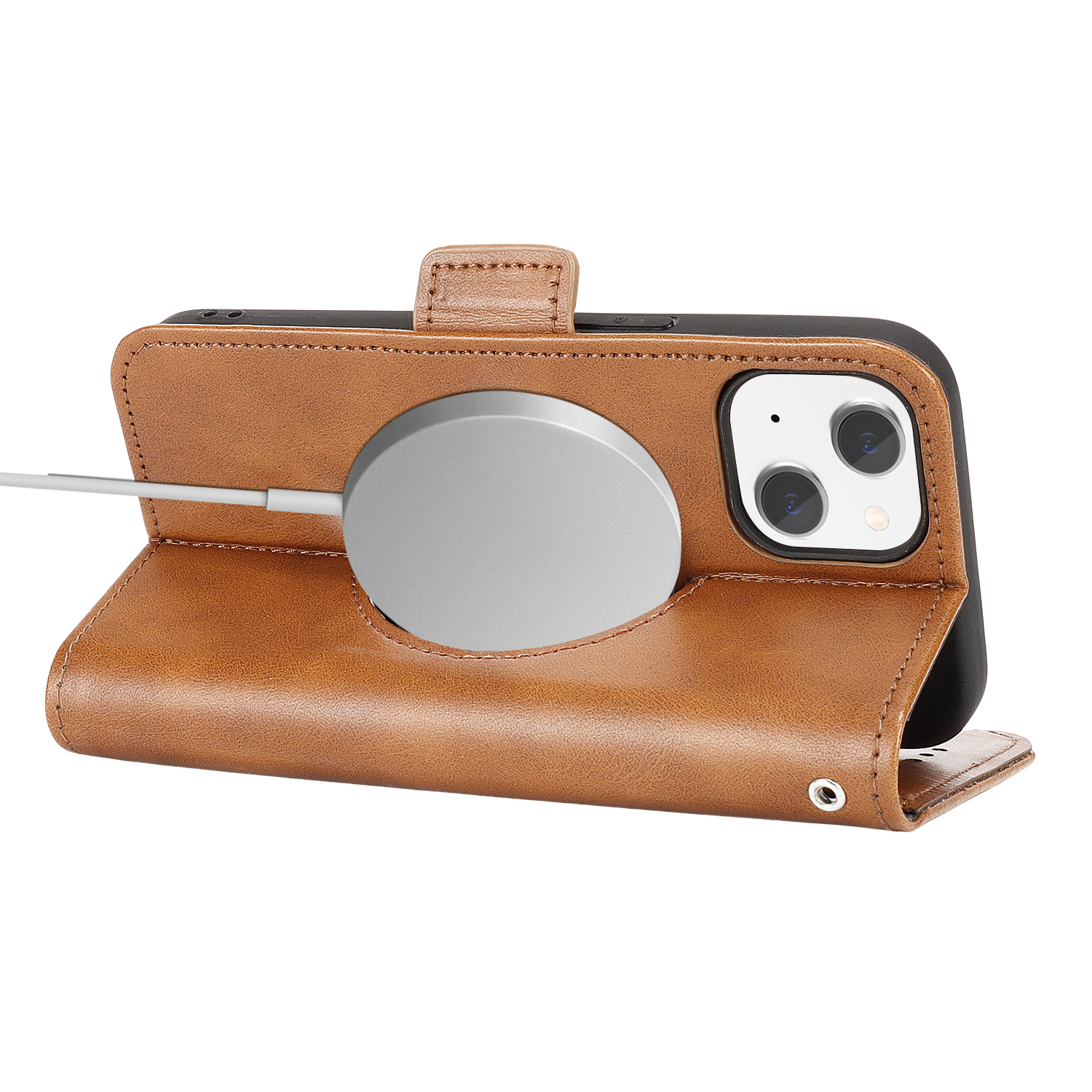 Indy Series Genuine Leather Wallet Case with MagSafe for iPhone 15 Plus