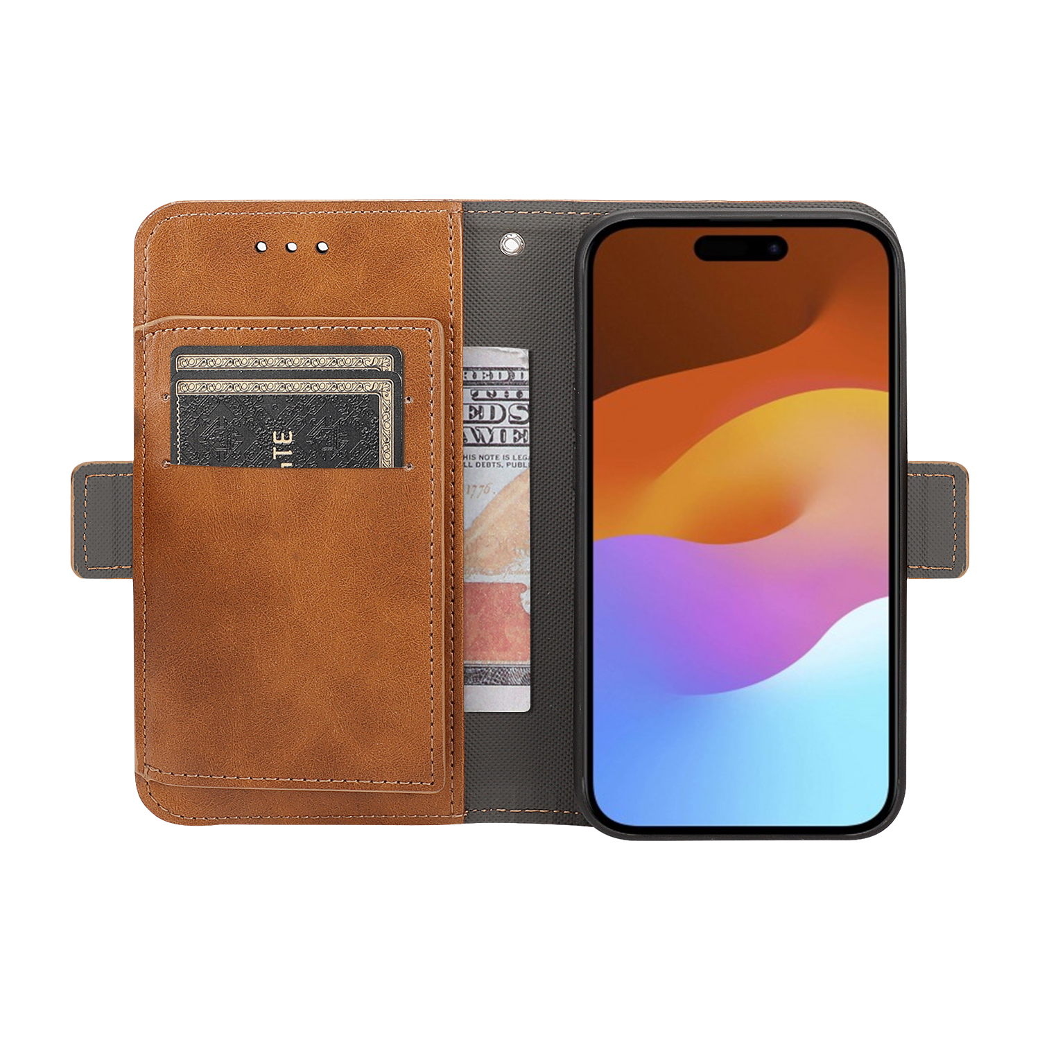 Indy Series Genuine Leather Wallet Case with MagSafe for iPhone 15 Plus
