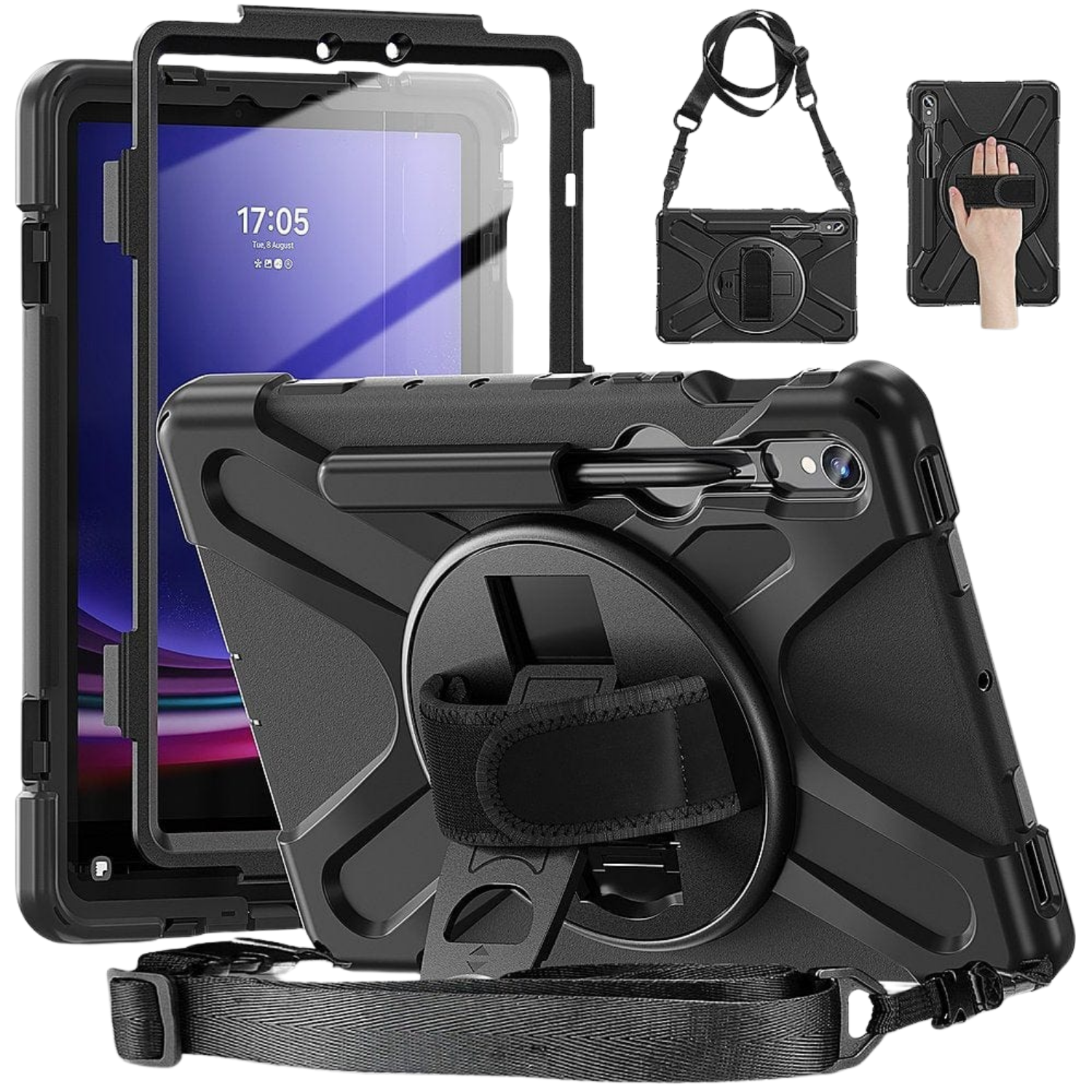 Raider X Series Heavy-Duty Hand Strap Case for Samsung Galaxy Tab S10 FE, S10 Lite, Tab S8, Tab S9 and Tab S9 FE